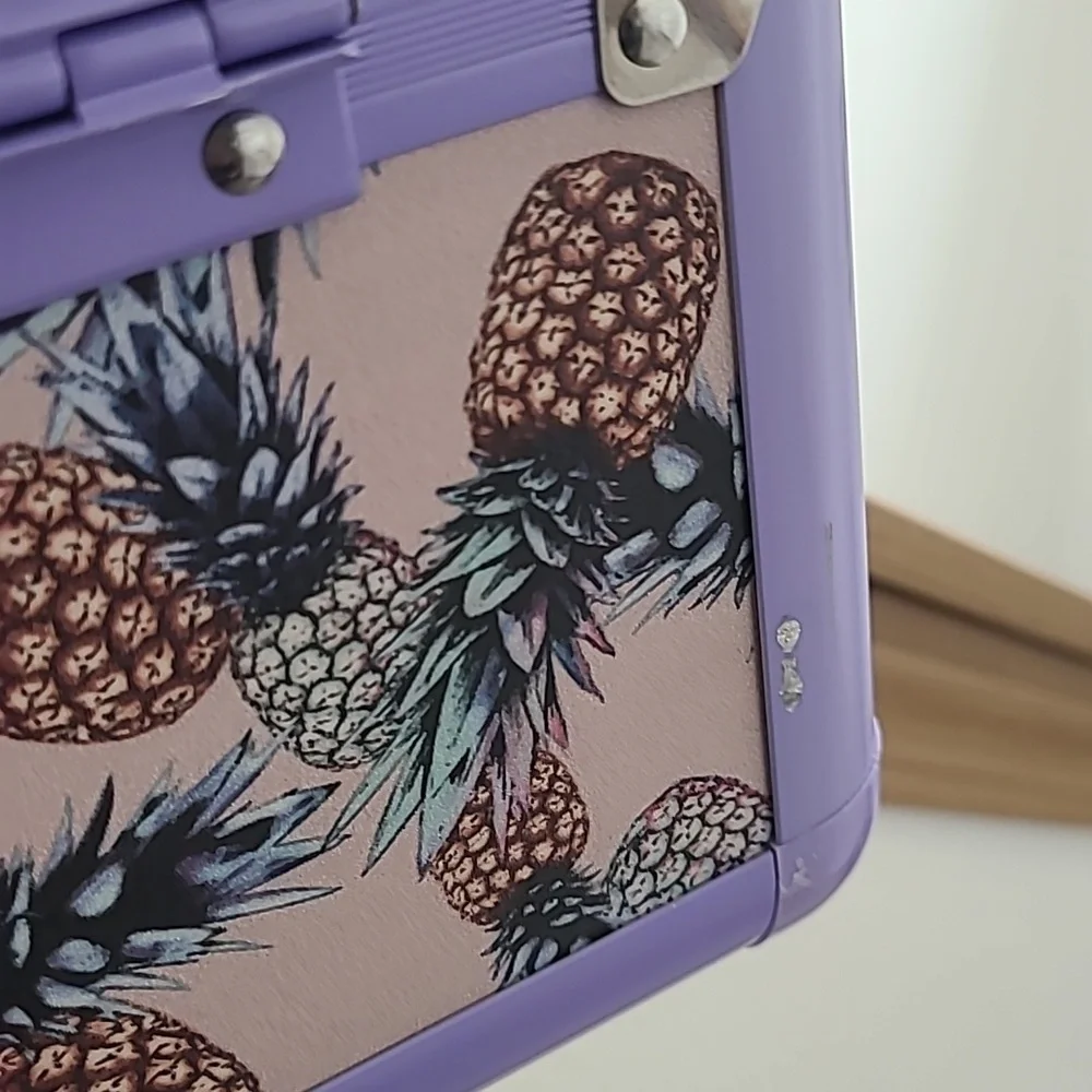 Sephora Limited Edition Pineapple Print Makeup Train Case - Lavender Trim
